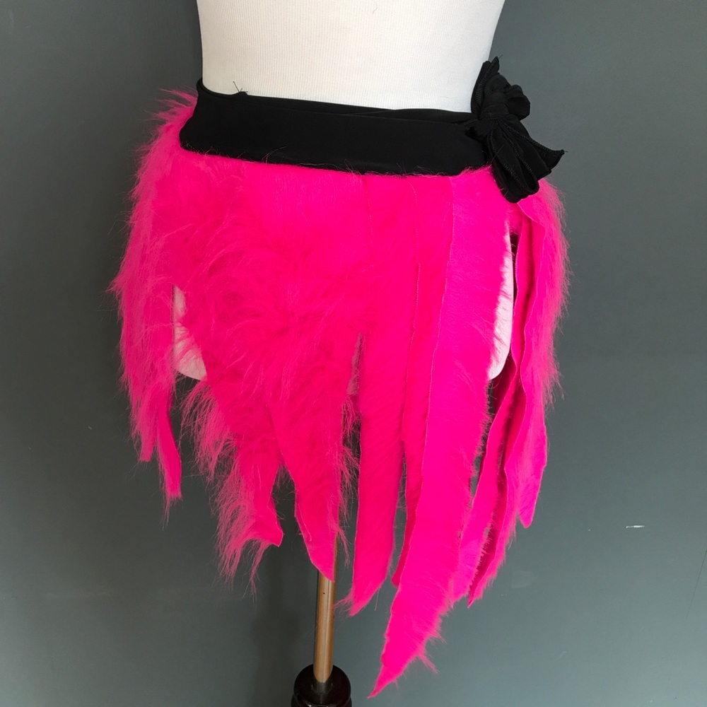 Neon Hot Pink Fur Mini Skirt One Size Small Large Fursuit Cat Costume Cosplay OS